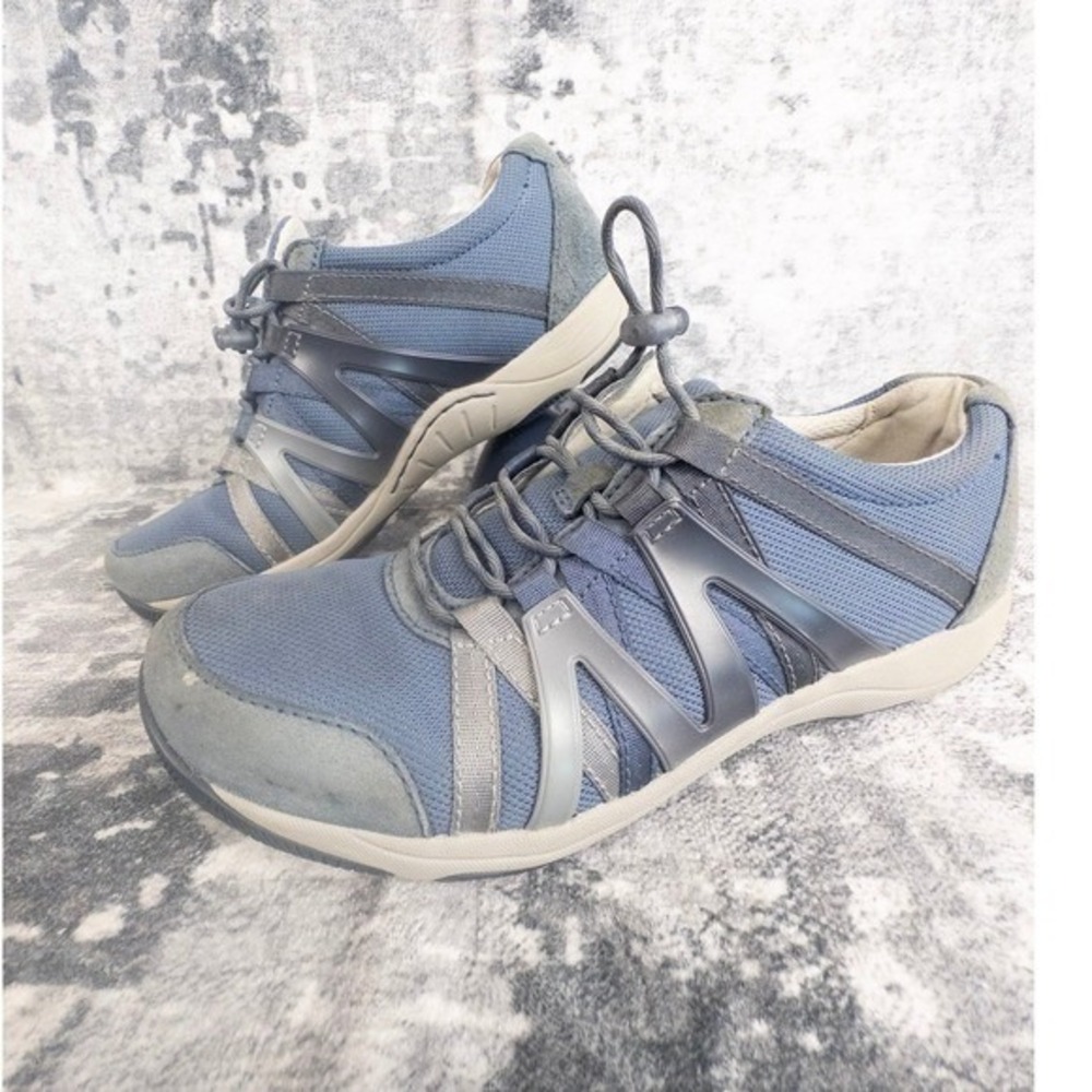 Dansko Women 37 Blue Suede Mesh Henriette Lace Up Athletic Shoes Sneakers Travel